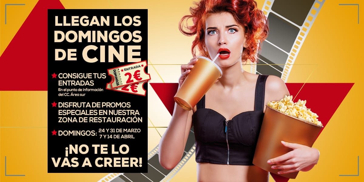 ¡Llegan los domingos de cine! Consigue tu entrada a 2€ y ofertas en restauración
