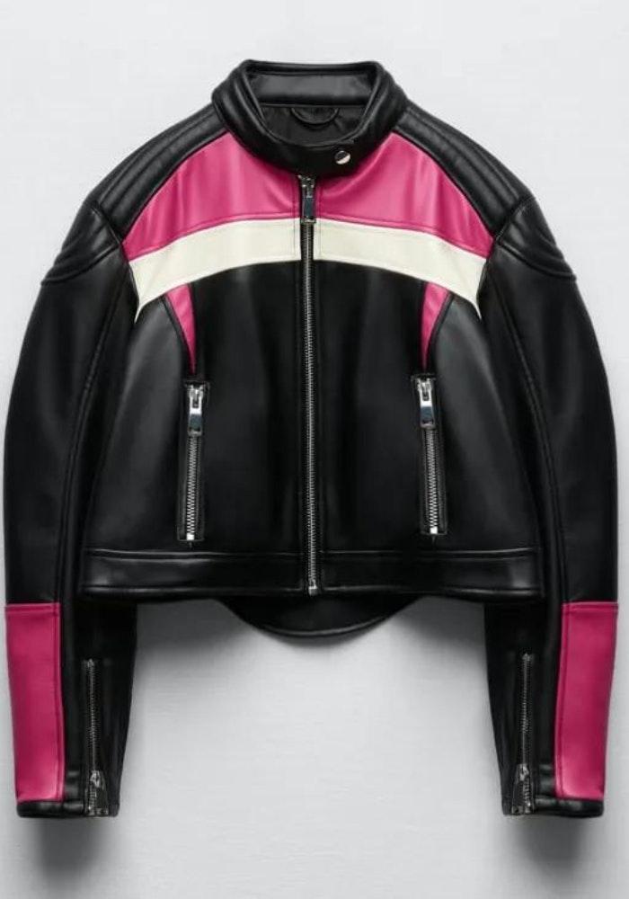 Cazadora efecto piel, de Zara