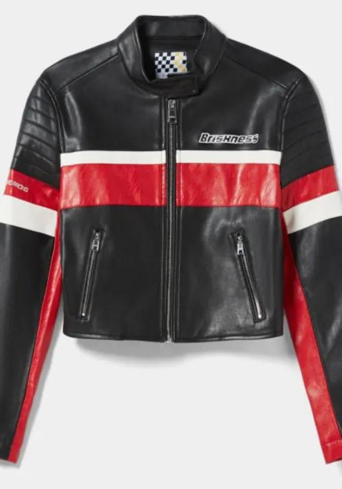 Biker efecto piel racing, de Bershka